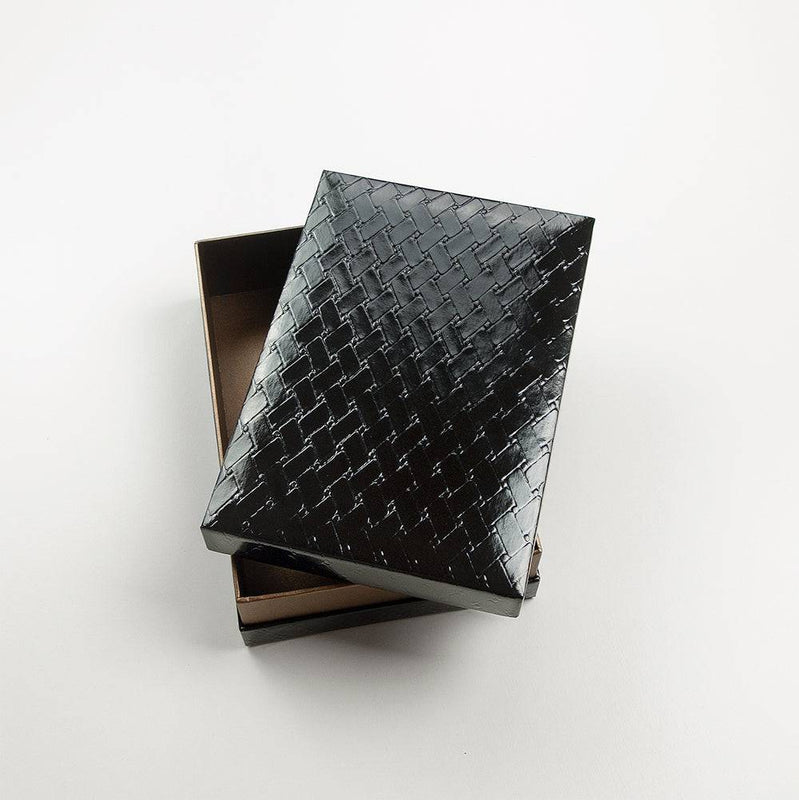 'Urushi' Paper Boxes w/ Mixed Washi (Floral & Basketweave) - awagami factory