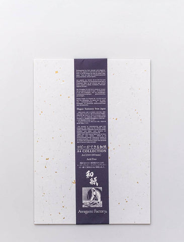 A4 Washi Paper Pack - Fiber, Gold & Silver Inclusions (10 sheets) - awagami factory