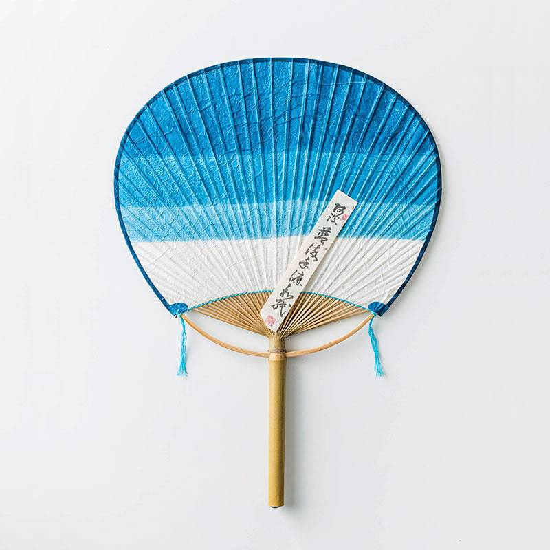 Hand Dyed Indigo "Uchiwa" Fan - awagami factory