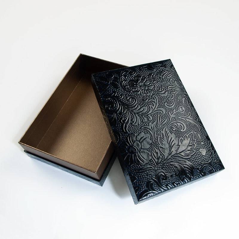 'Urushi' Paper Boxes w/ Mixed Washi (Floral & Basketweave) - awagami factory